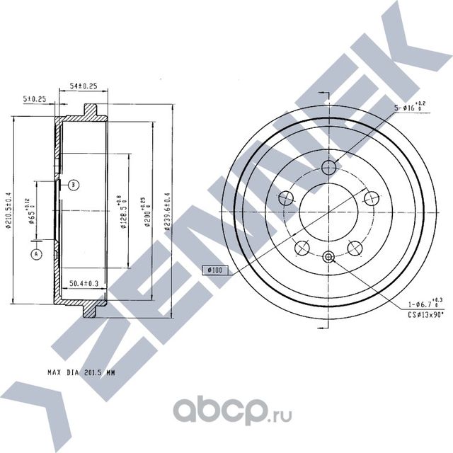 Барабан тормозной AUDI A2 00-05 SKODA FABIA 99 (Zennek). Артикул DDR0008
