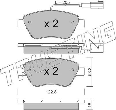 Тормозные колодки Trusting передние для Fiat 500 II 2013-2026. Артикул 330.3