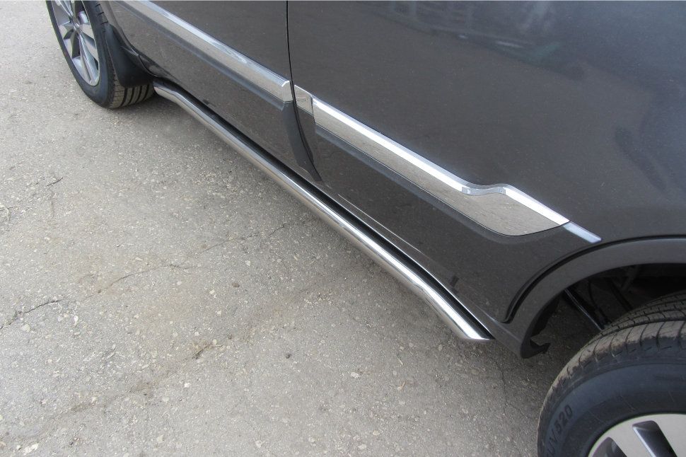 Пороги Slitkoff труба d76 с гибами для Chery Tiggo 3 2017-2020. Артикул CT3-006