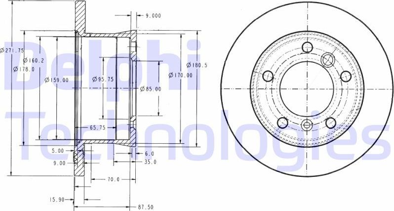 Тормозной диск Delphi. Артикул BG3237