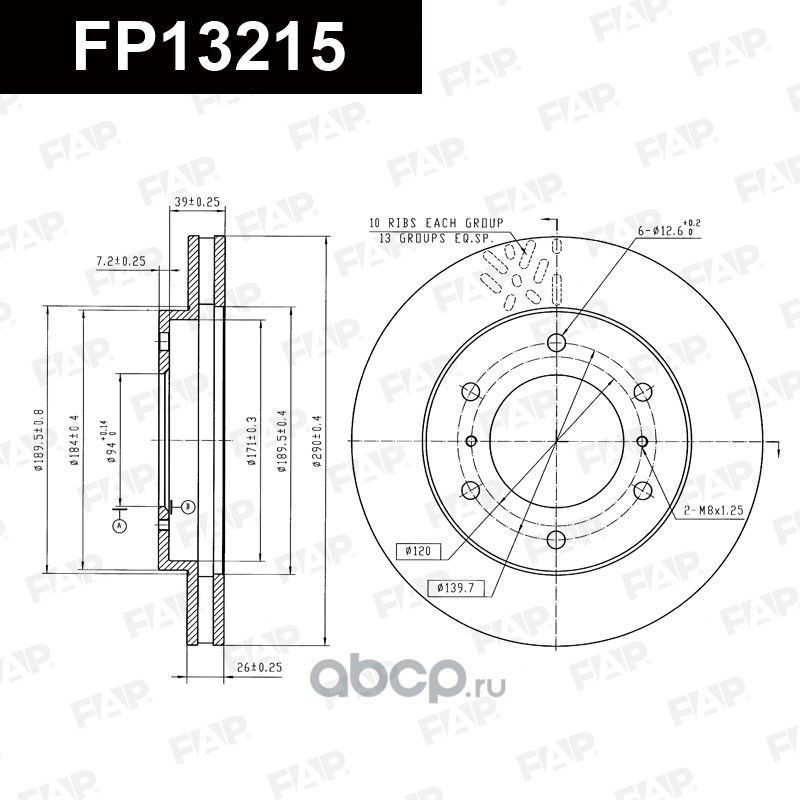 Диск тормозной FAP FP13215 FAP. Артикул FP13215