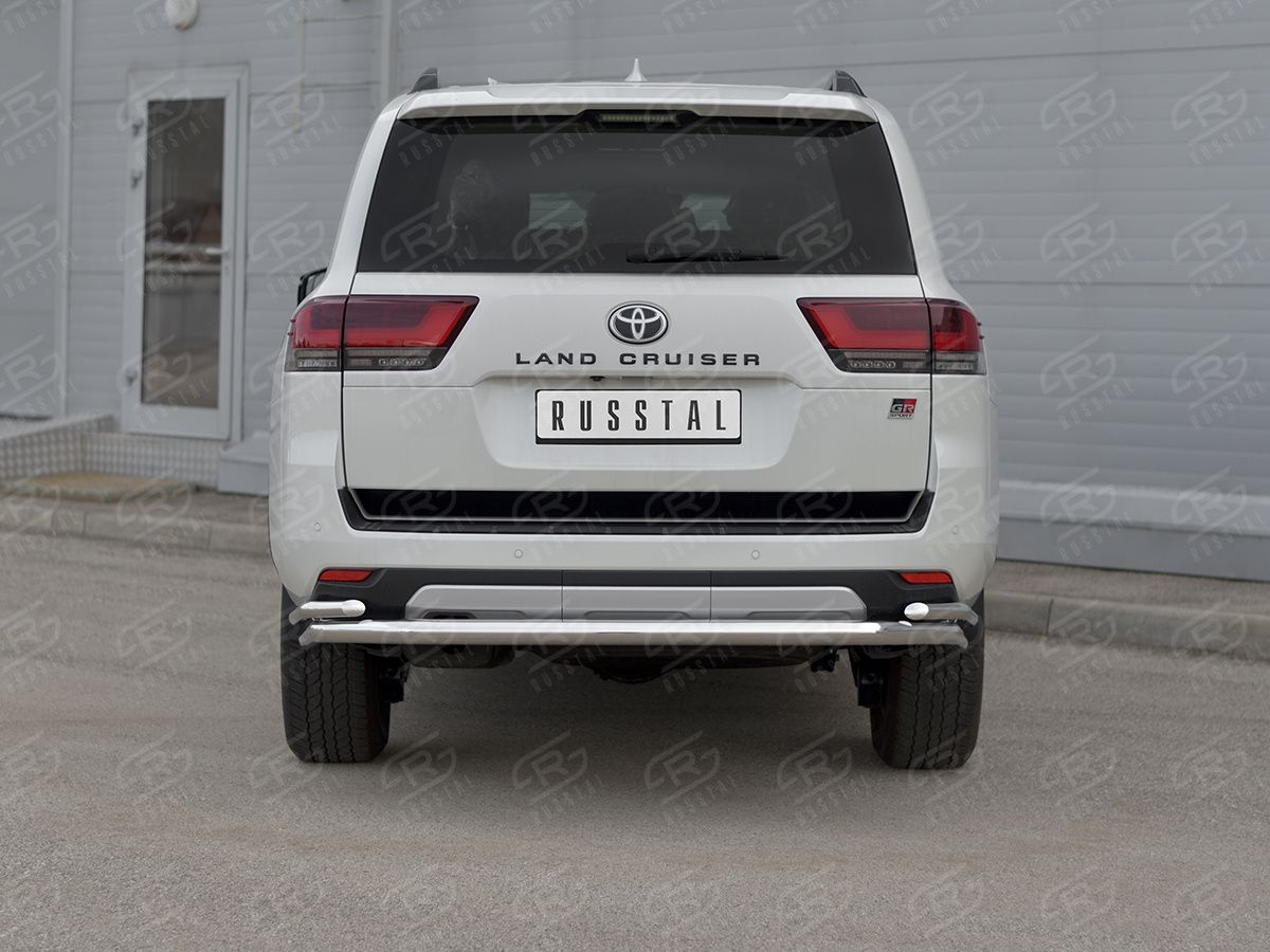 Защита RusStal заднего бампера d63 секции d42 уголки для Toyota Land Cruiser 300 GR Sport 2021-2026. Артикул TLCZ-003968