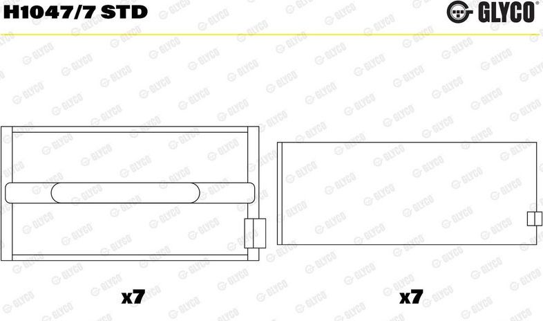 Вкладыши коренные Glyco для IVECO EuroStar 1993-2002. Артикул H1047/7 STD