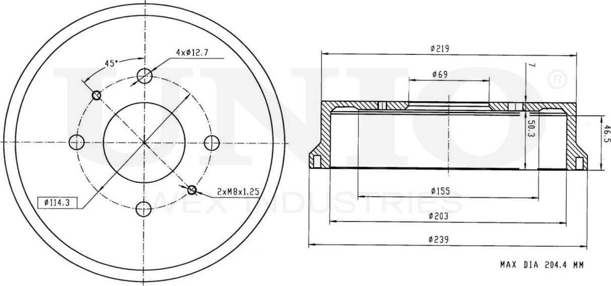 Барабан тормозной (Unio). Артикул BRD-10029