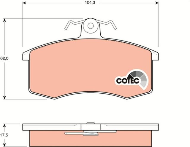 Тормозные колодки TRW COTEC передние для Datsun mi-DO 2014-2026. Артикул GDB469