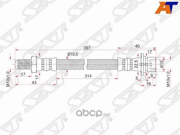 Шланг тормозной передний Таиланд TOYOTA LAND CRU (SAT). Артикул ST9094702A18