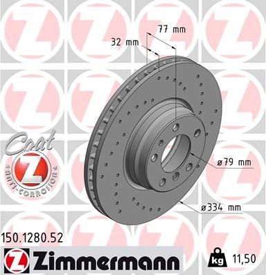 Тормозной диск Zimmermann SPORT Z. Артикул 150.1280.52