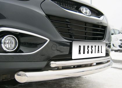 Защита RusStal переднего бампера d63/42 (дуга) для Hyundai ix35 2009-2023. Артикул HIZ-000179