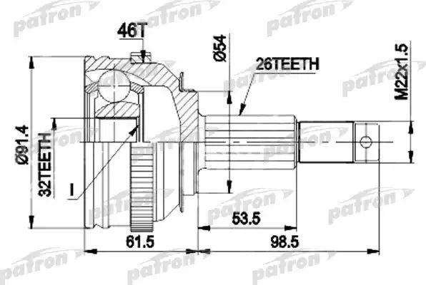 Шрус наружный (граната) Patron для Dodge Stratus I 1998-1999. Артикул PCV9491