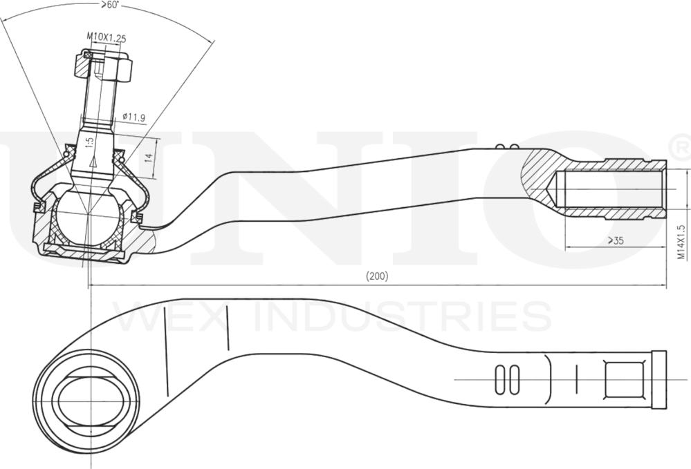 Наконечник рулевой тяги (Unio). Артикул SSP-10107
