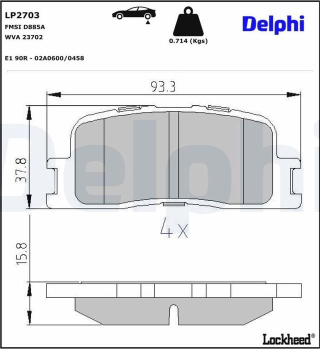 Тормозные колодки Delphi (органический). Артикул LP2703