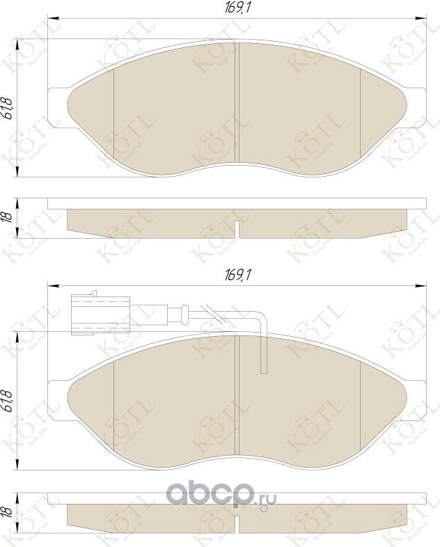 Колодки тормозные дисковые передние к-т CITROEN JUMPER/FIAT DUCATO/PEUGEOT BOXER R (Kotl). Артикул 1681kt