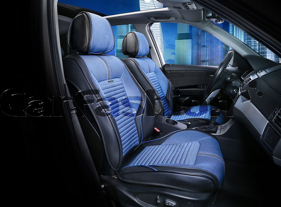 Накидки универсальные CarFashion Sector для авто, цвет Черный/Синий/Черный. Артикул 21902