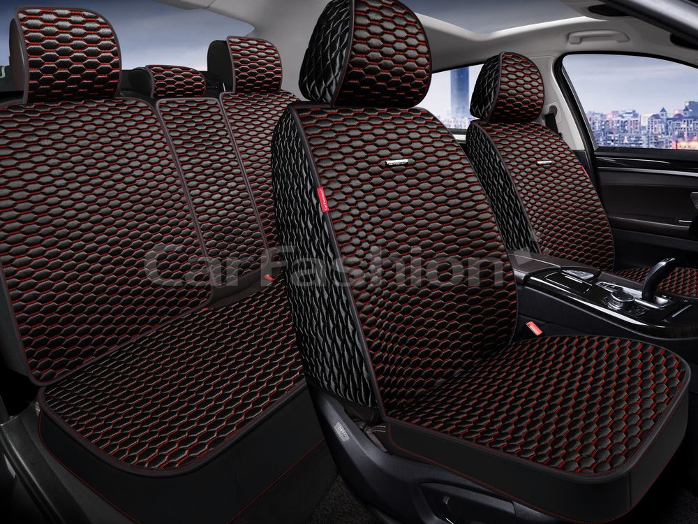 Накидки универсальные Atlas Plus для авто, цвет Черный/Черный/Красный. Артикул 27342