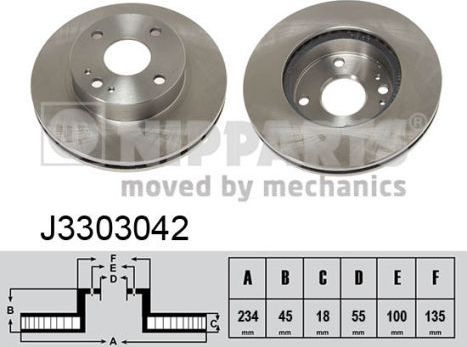 Тормозной диск Nipparts передний для Kia Avella 1995-2001. Артикул J3303042