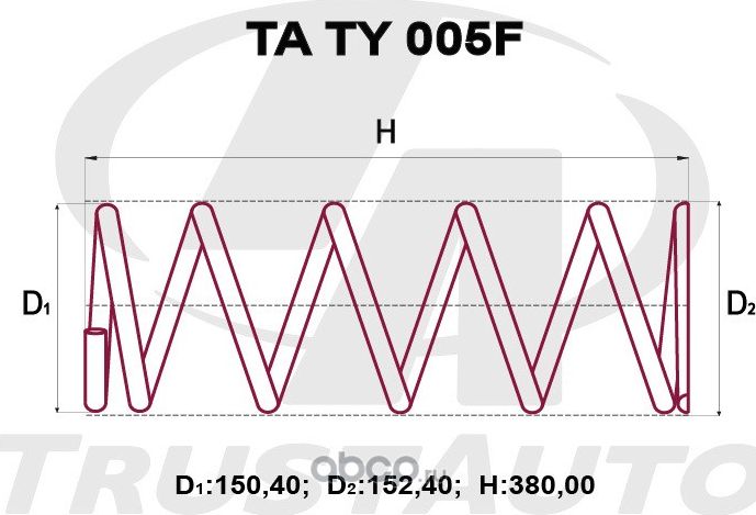 ПРУЖИНА ПОДВЕСКИ УСИЛЕННАЯ (Trustauto). Артикул TATY005F