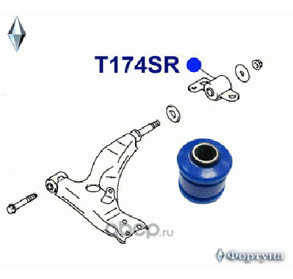 ПОЛИУРЕТАНОВЫЙ САЙЛЕНТБЛОК НИЖНЕГО РЫЧАГА ПЕРЕДНЕ (Фортуна). Артикул T174SR