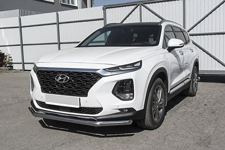 Защита Slitkoff переднего бампера d57 для Hyundai Santa Fe IV 2018-2026. Артикул HSFT18-003