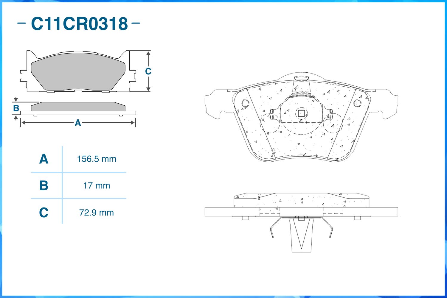 Колодки тормозные передние (Cworks). Артикул C11CR0318