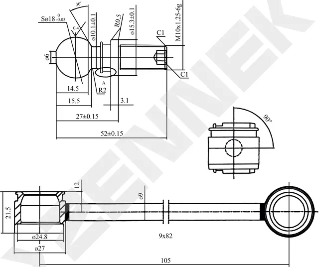 Тяга стабилизатора передняя правая MAZDA 626 (Zennek). Артикул DST0061