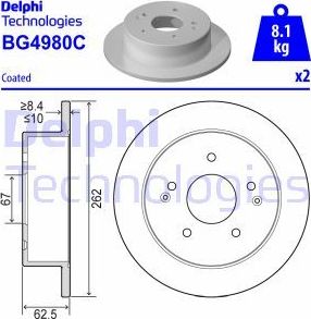 Тормозной диск Delphi. Артикул BG4980C