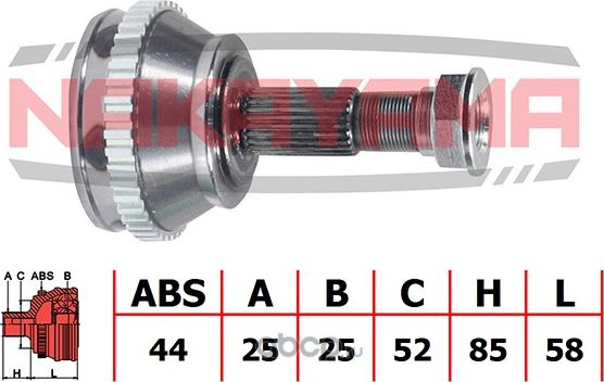 ШРУС внешн. к-кт ALFA ROMEO 145/146 1.6/1.7/1.9JTD/2.0 96-01, MAREA/BRAVA/BRAVO/ (Nakayama). Артикул NJ105NY