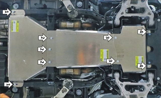 Защита алюминиевая Мотодор усиленная для картера, ПД, КПП, РК Dodge Ram 1500 TRX 4WD 2020-2026. Артикул 382908