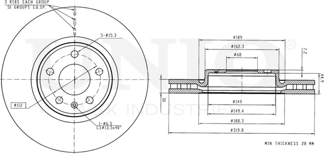 Диск тормозной (Unio). Артикул BRD-20227