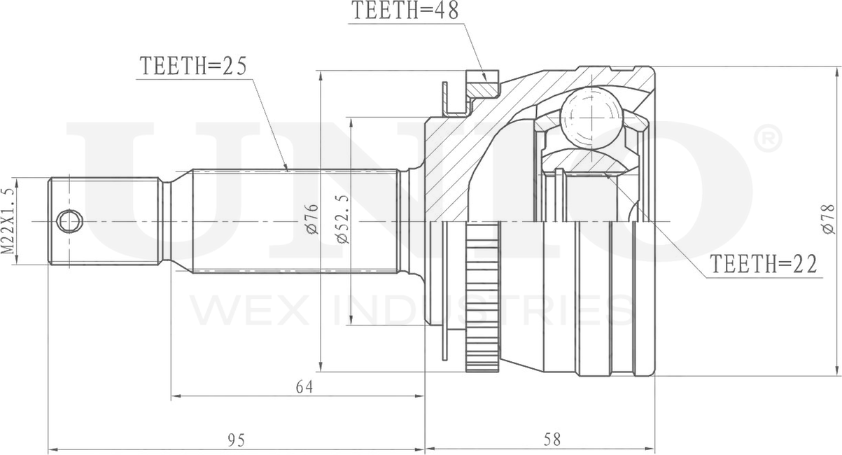 ШРУС наружный (Unio). Артикул CVJ-20122