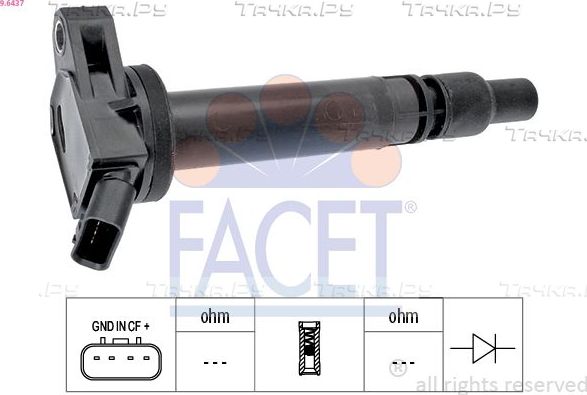 Катушка зажигания Facet Made in Italy - OE Equivalent для Toyota Corolla E140, E150 2008-2014. Артикул 9.6437