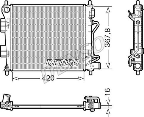 Радиатор охлаждения двигателя Denso для Hyundai i10 II 2013-2026. Артикул DRM41018