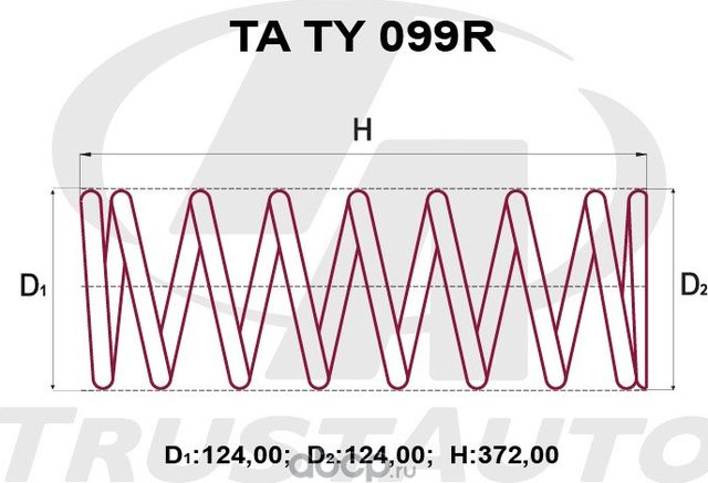 Пружина подвески усиленная () (Trustauto). Артикул TATY099R