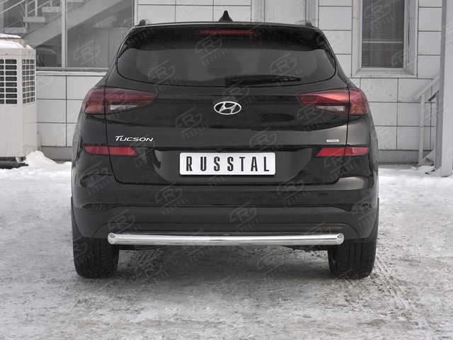 Защита RusStal заднего бампера d63 дуга для Hyundai Tucson III рестайлинг 2018-2026. Артикул HTZ-003104