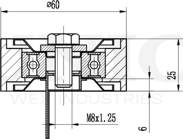 Ролик поликлинового ремня направляющий (Unio). Артикул TNS-10125