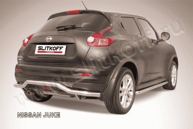 Защита Slitkoff заднего бампера d57 волна для Nissan Juke 2WD 2010-2019. Артикул NJ2WD-009