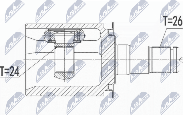Шрус внутренний (граната) NTY передний левый для MINI Countryman I (R60) 2010-2016. Артикул NPW-BM-092