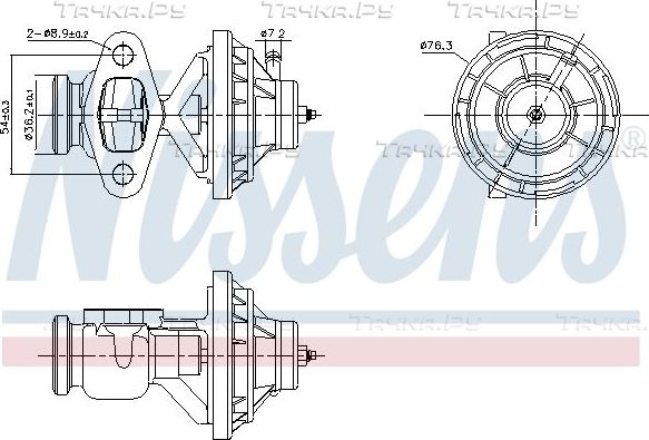 Клапан EGR (рециркуляции выхлопных газов) Nissens (алюминий) для Volkswagen Golf V 2004-2008. Артикул 98390