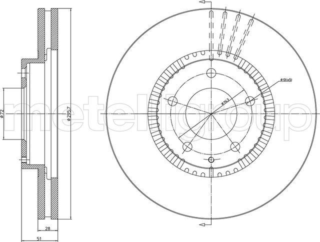 Тормозной диск Metelli передний для Mazda MPV II (LW) 1999-2006. Артикул 23-1163C