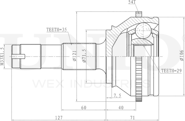 ШРУС наружный (Unio). Артикул CVJ-20077