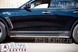 Защита порогов RusStal труба d42 (вариант 3) для Infiniti FX 35/50 2008-2025. Артикул IFT-0002803