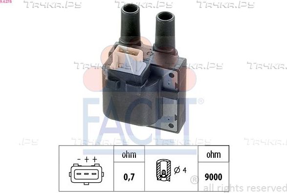 Катушка зажигания Facet Made in Italy - OE Equivalent для Renault Kangoo I 1997-2009. Артикул 9.6278
