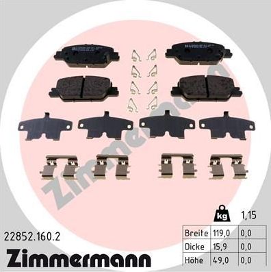 Тормозные колодки Zimmermann. Артикул 22852.160.2