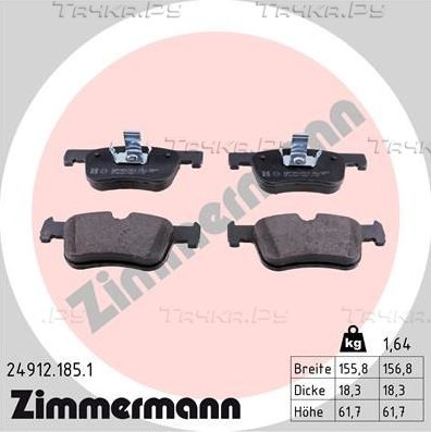 Тормозные колодки Zimmermann передние для BMW 3 VI (F3x) 2011-2026. Артикул 24912.185.1