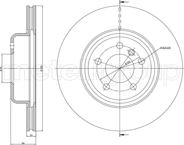 Тормозной диск Metelli. Артикул 23-1253C