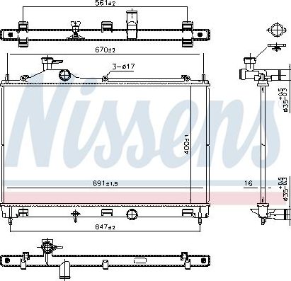 Радиатор охлаждения двигателя Nissens. Артикул 607027