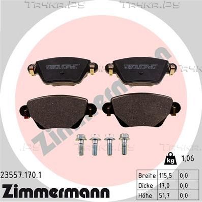 Тормозные колодки Zimmermann. Артикул 23557.170.1