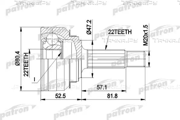 Шрус наружный (граната) Patron. Артикул PCV1158