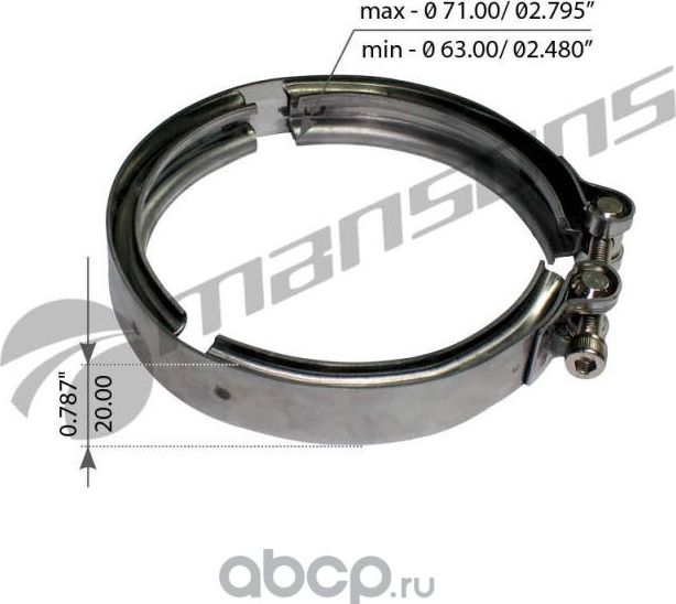 Хомут турбины Volvo F12/FH12 (Mansons). Артикул 900607