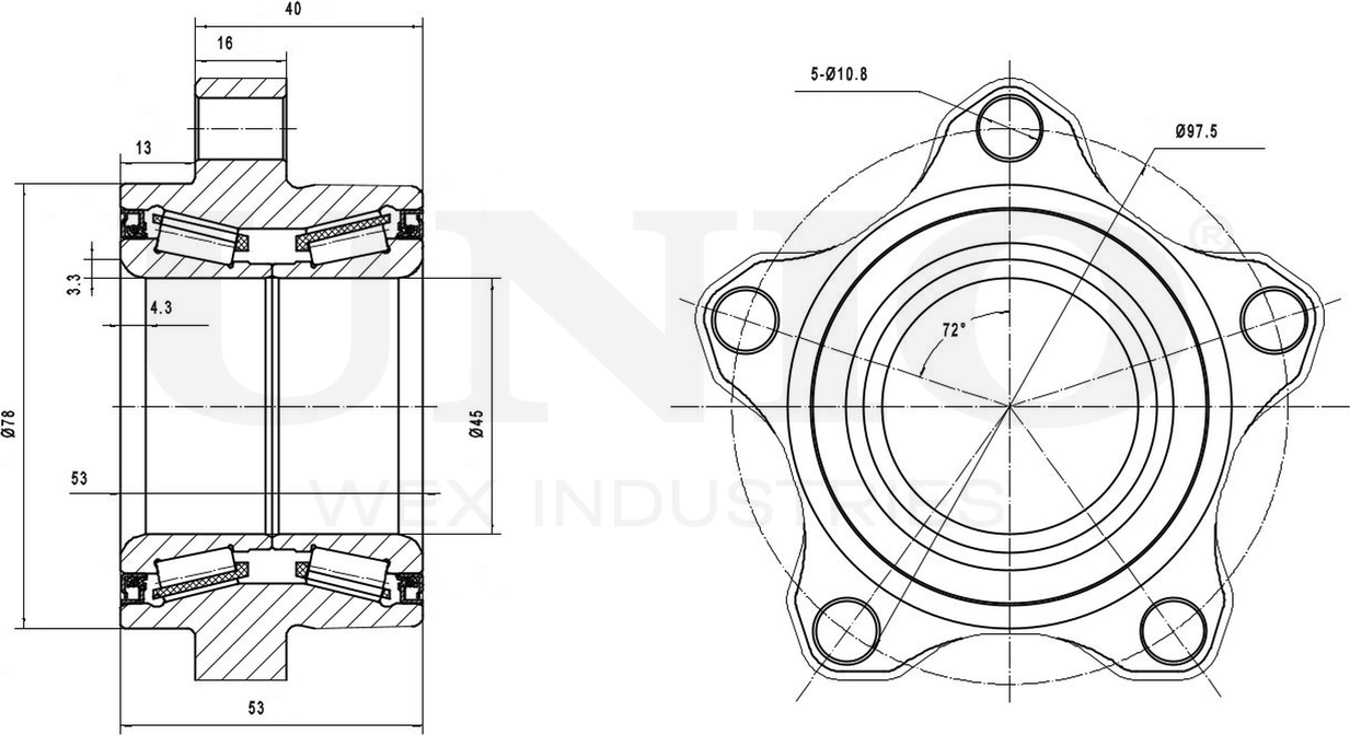 Ступица колеса с интегрированным подшипником (Unio). Артикул HUB-20030