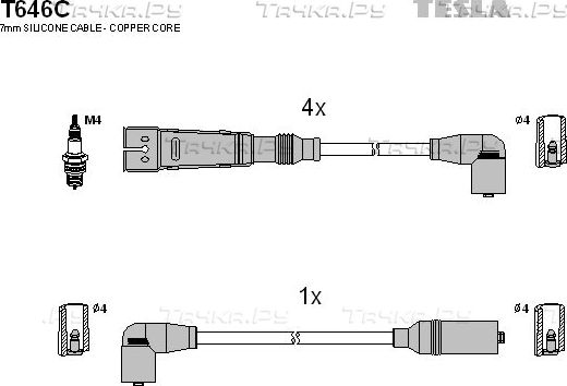 Высоковольтные провода (провода зажигания) (комплект) Tesla. Артикул T646C